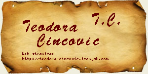Teodora Cincović vizit kartica